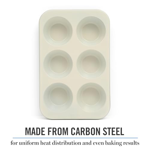 Gallen 6 Cup Nonstick Carbon Steel Muffin and Cupcake Pan (Teal / 6 Cup Muffin Pan)