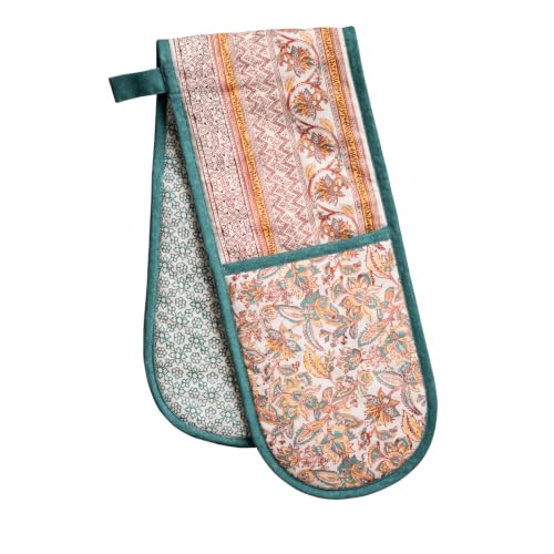 Double Oven Mitts 100% Cotton Double Oven Glove (047 - Nila / 7" x 35" (Double Oven Mitt))