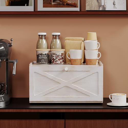 Bamboo Bread Box for Kitchen Counter Farmhouse Bread Storage Container Large Capacity Bread Storage Bin Bread Holder