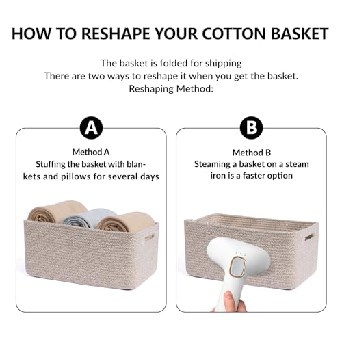 Large Storage Baskets for Shelves (2pcs-L17×W13×H7.5" / Natural)