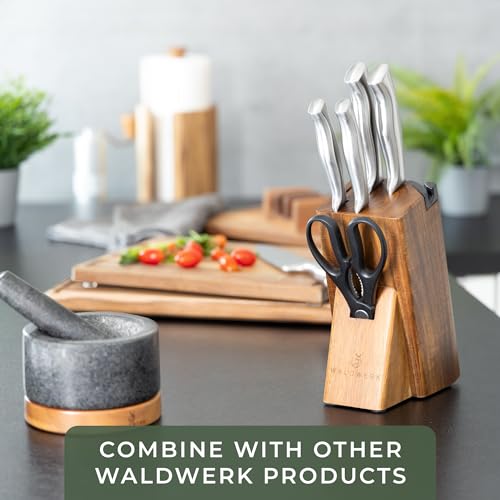 Knife Set 7pcs Kitchen Knife Set with Block and Integrated Sharpener (7 Pieces)