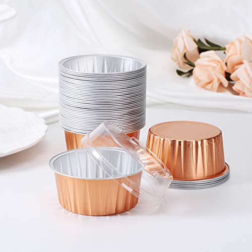 Disposable Foil Ramekins with Lids (Rose Gold / 60pcs)
