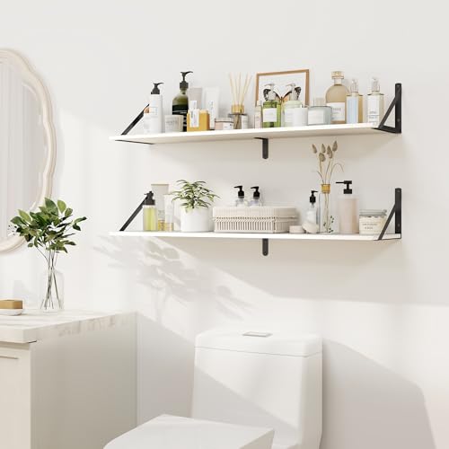 White Deep Floating Shelves for Wall