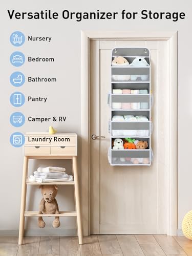 1 Pack Over the Door Organizer (Grey / 4 Tier)