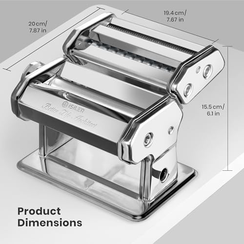 3-in-1 Pasta Maker, 9 Thickness Settings, Dough Rollers & 2 Size Cutters