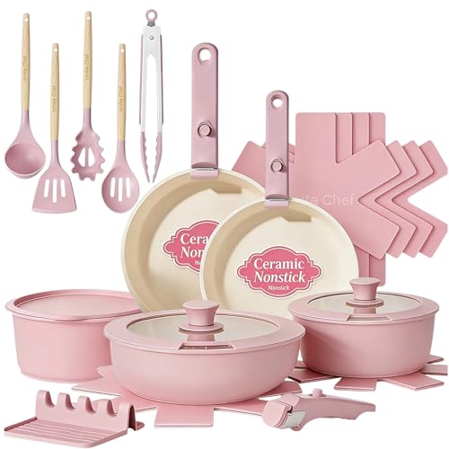 Pots and Pans Set Non Stick (Pink)