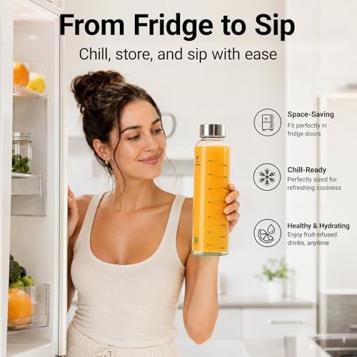 Clear Glass Bottles with Lids (Glass Bottles 6 pack / 18 Ounces)