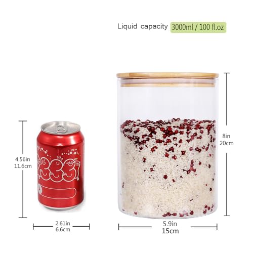 Set of 2 Large Glass Food Storage jar (5.9 IN - 2Pack)