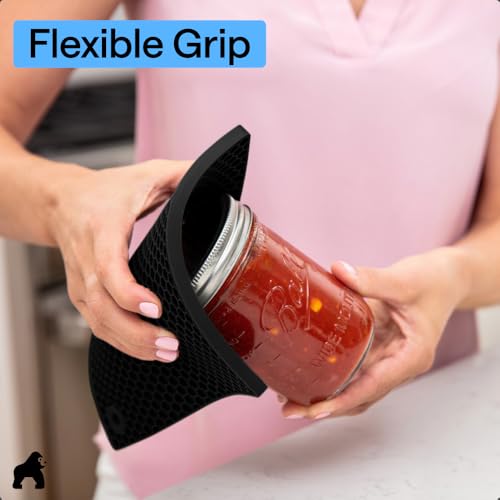 BPA Free Silicone Oven Mitts and Pot Holders Set (Black / 12.5" Oven Mitts + 7" Trivets)