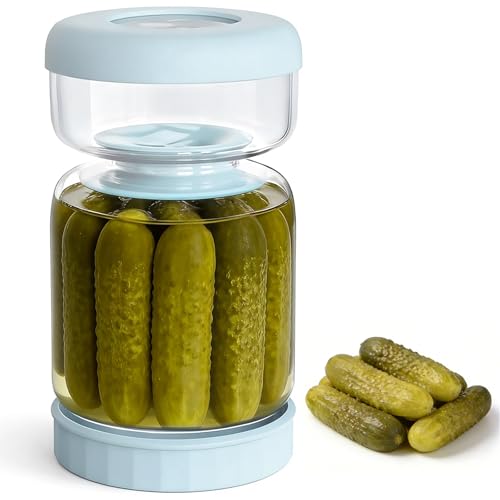 Pickle Jar with Strainer Flip (34oz Blue)