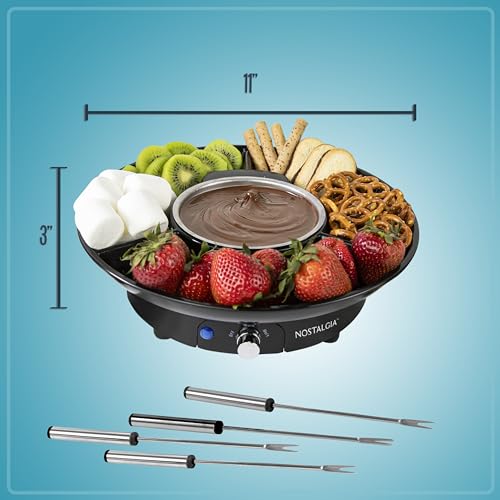 Electric Fondue Party Set for Chocolate and Cheese Fondue (Black / 10 Oz)
