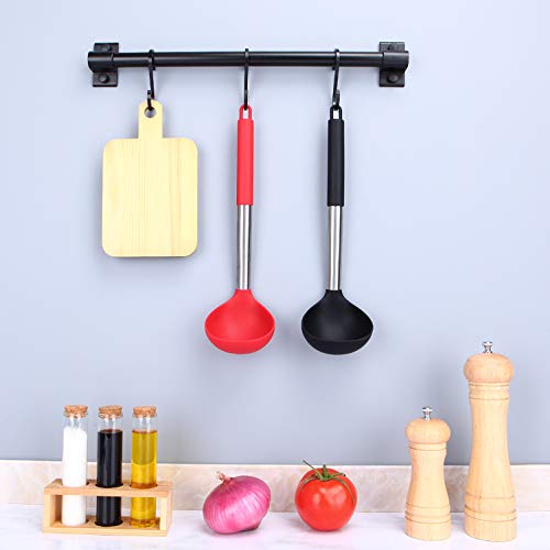 Silicone Soup Ladle Spoon Kitchen Utensils (BLACK-RED)