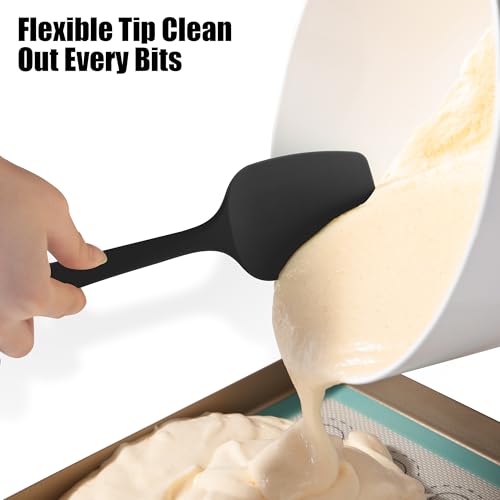 600°F Heat Resistant Silicone Large Spoon (11.4in (Spoon Spatula) / Black)