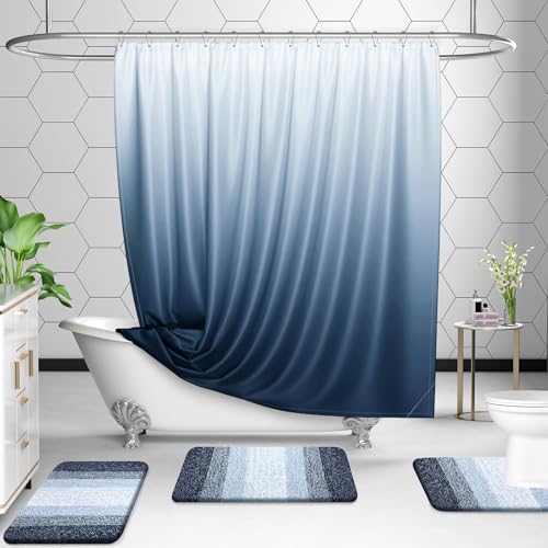 Luxury Toilet Rugs U (24" X 20" Contour Rug / Navy Blue)