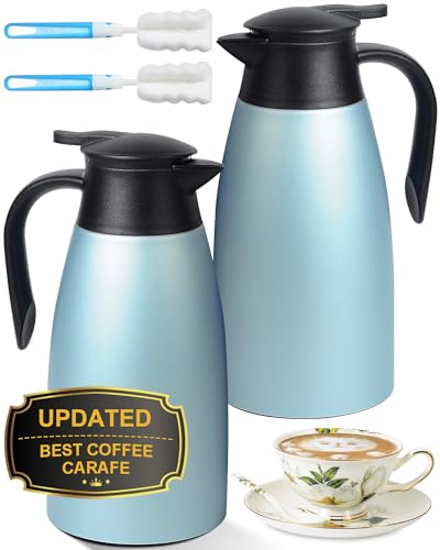 70 OZ Updated Thermal Coffee Carafe for keeping hot (Blue / 2× 70 Ounces)