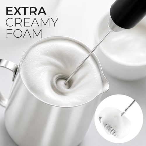 Milk Frother Handheld (Alpha Black / Compact Frother + Batteries)