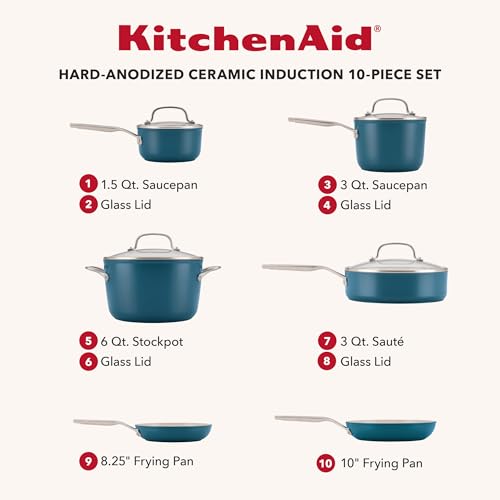 Hard Anodized Ceramic Induction Pots and Pans (Agave / 10 Piece Cookware Set)