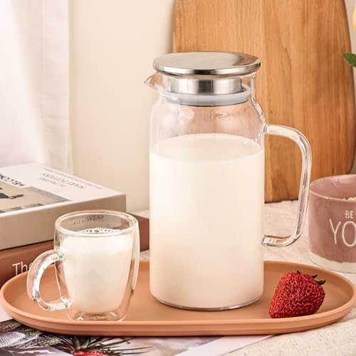 Set of 2 Glass Pitcher with Lid (1500ml)