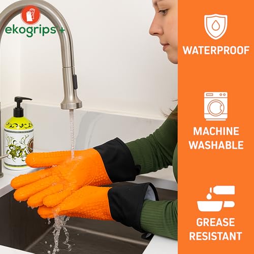 Ekogrips Plus Oven Gloves with Fingers (Orange / OSFM)