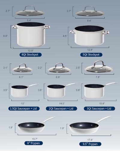12pc Forged Lightweight Cookware Set (Vanilla Cream (G10))