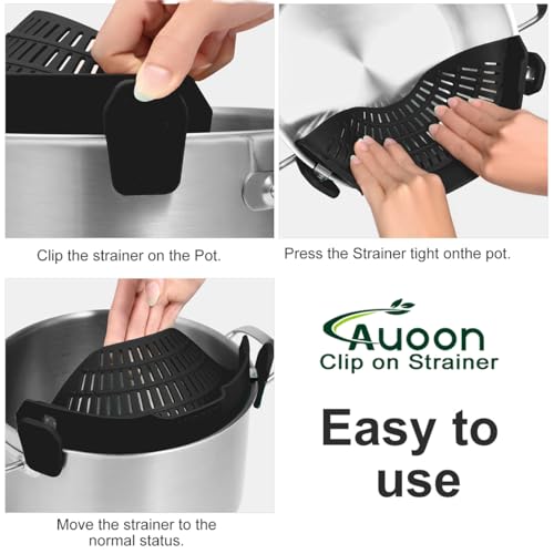 Pot Strainer Clip on Silicone (Black / Large 10.45 x 4.33 in)