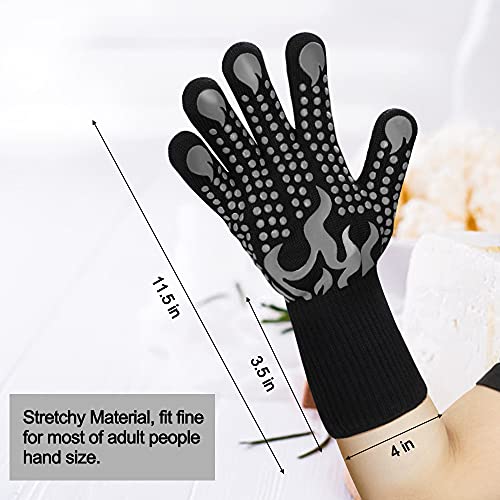 BBQ Gloves 1472 Degree F Heat Resistant Grilling Gloves Silicone Non (short / Gray)