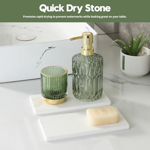2PCS Diatomite Marble Stone Drying Mat for Kitchen Counter (2 Pack - Marble Pattern - 8"x 3.8")