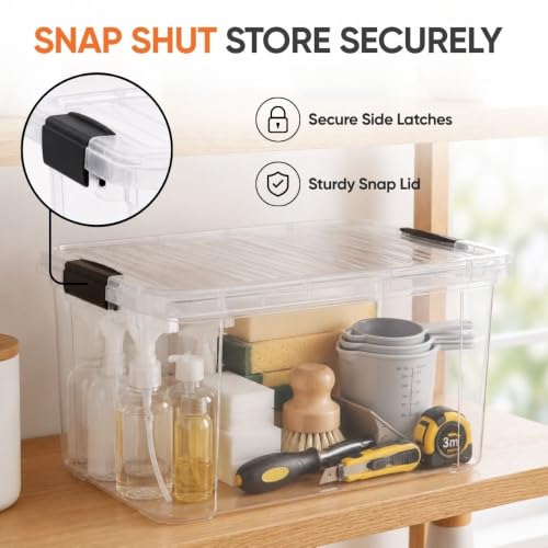 14.7 Quart Clear Plastic Storage Boxes with Lids (14.7 Quarts)