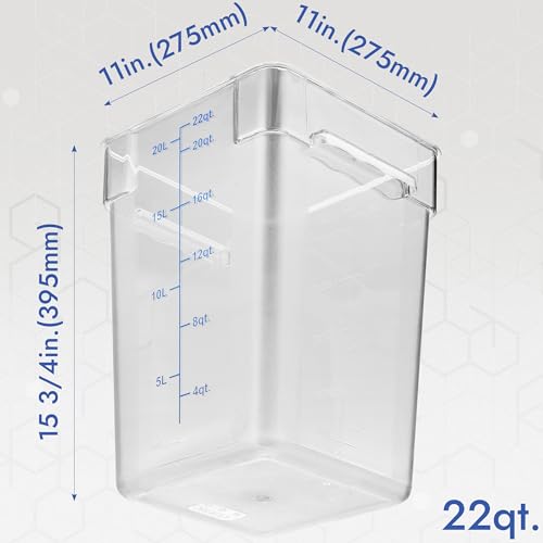 8 Pack 22 Qt NSF Clear Polycarbonate Food Storage Containers with Blue Lids (22.0 Qt 8-Pack(Blue Lids))
