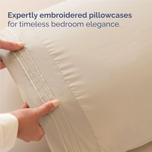 Split King Size 5 Piece Sheet Set (12 - Cream / Split King Size)
