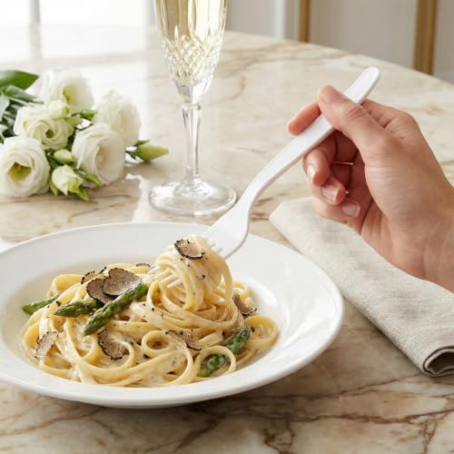 100 Count White Plastic Silverware Heavy Duty (White)