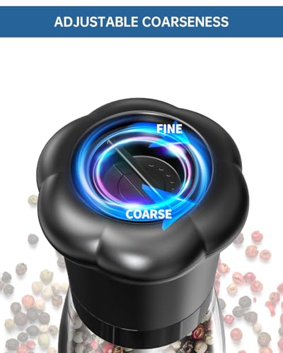Premium Manual Salt and Pepper Grinder Set (Tall Set - Black)