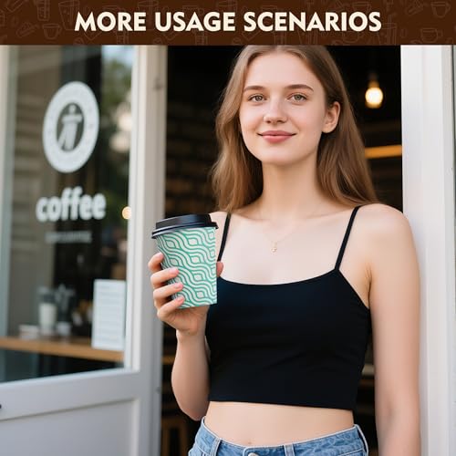 16 oz Coffee Cups with Lids (Green / 16 oz)