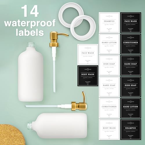 Glass Soap Dispenser (Matte White Bottle / Gold Pump)