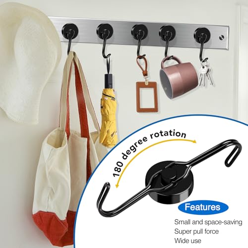 Magnetic Hooks Magnet Hook for Cruise Cabins Fridge 80LBS 6Pack (Black / 0.98in)