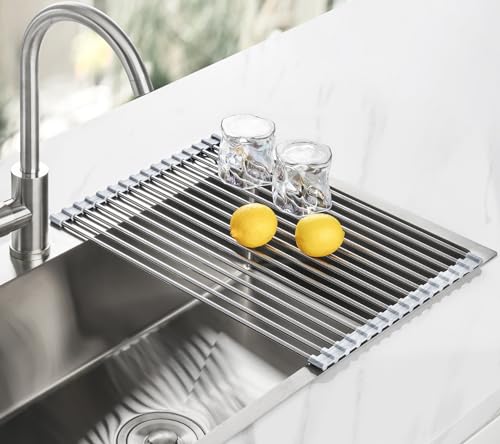 Roll Up Dish Drying Rack Over Sink (Marble / 17.7 x 12.5 in)