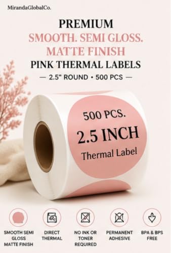 2.5 inch Pink Round Thermal Sticker Roll (Pink)