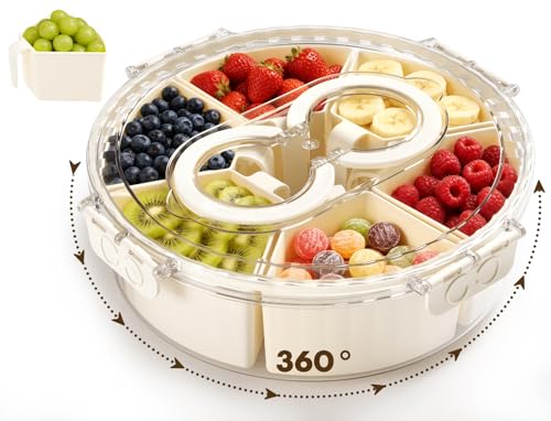 Divided Snack Serving Tray with Lid and Handle (11")
