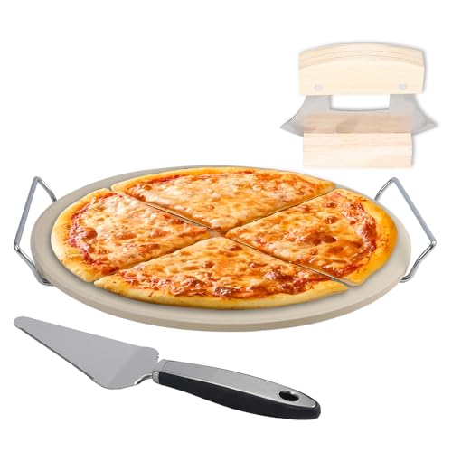 Delux Pizza Stone Set with Pizza Cutter Pizza Server