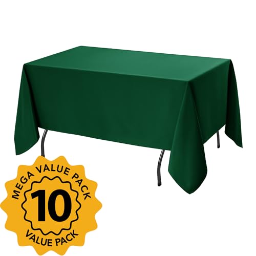 10 Pack Hunter Green Tablecloths for Rectangle Tables (Hunter Green / 60x120 In, 10 Pack)