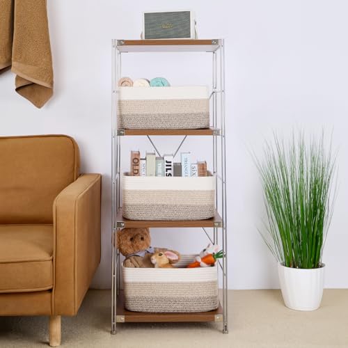 Large Storage Baskets for Organizing (4pcs-L17×W13×H7.5" / Gradient Brown)