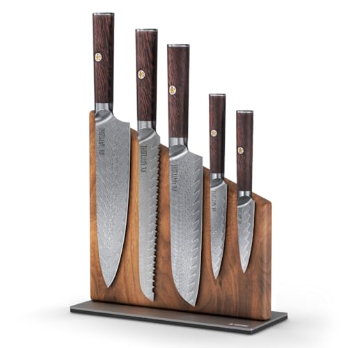 Magnetic Kitchen Knife Block Set 6 Pcs (Espresso / 6-Piece)