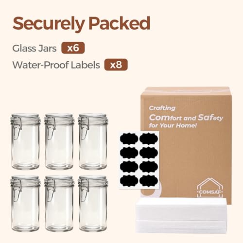 Small 16 oz Glass Jars with Airtight Lids 6 Pack Pickling Pantry (17 fl oz x 6)