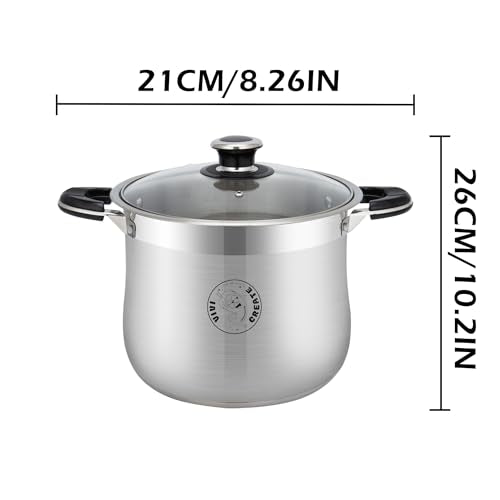 11.5 Quart Stainless Steel Stock Pot with Lid Large Induction Cooking Pot for Pasta Soup Boiling Stew with Measurement Marks and Handles