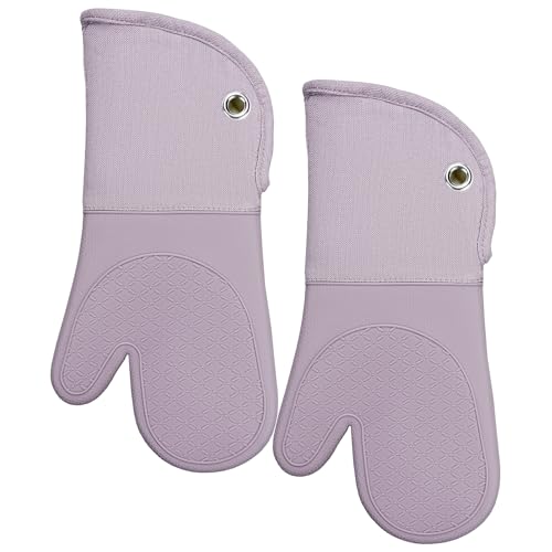 Professional Microwave Silicone Oven Mitts one Pair (Oven mitts / Purple)