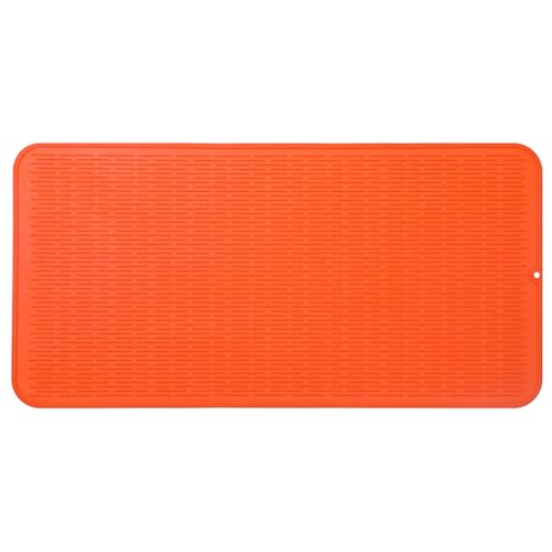 Silicone Dish Drying Mat for Multiple Usage (Orange / 36"L x 18"W)