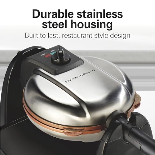 26031 Belgian Waffle Maker with Removable Non (Black / Single Flip, Ceramic Grids)
