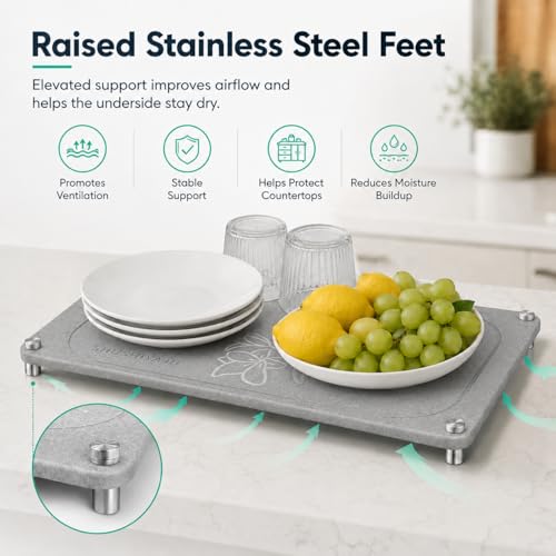 Stone Drying Mat For Kitchen Counter Superb Absorbent Diatomaceous Earth Mats with Non