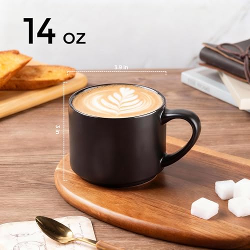 14 OZ Coffee Mugs Set of 12 (Matte Black / Set of 12(14 Ounces))
