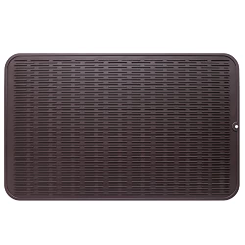 Silicone Dish Drying Mat for Multiple Usage (Coffee / 28"L x 18"W)